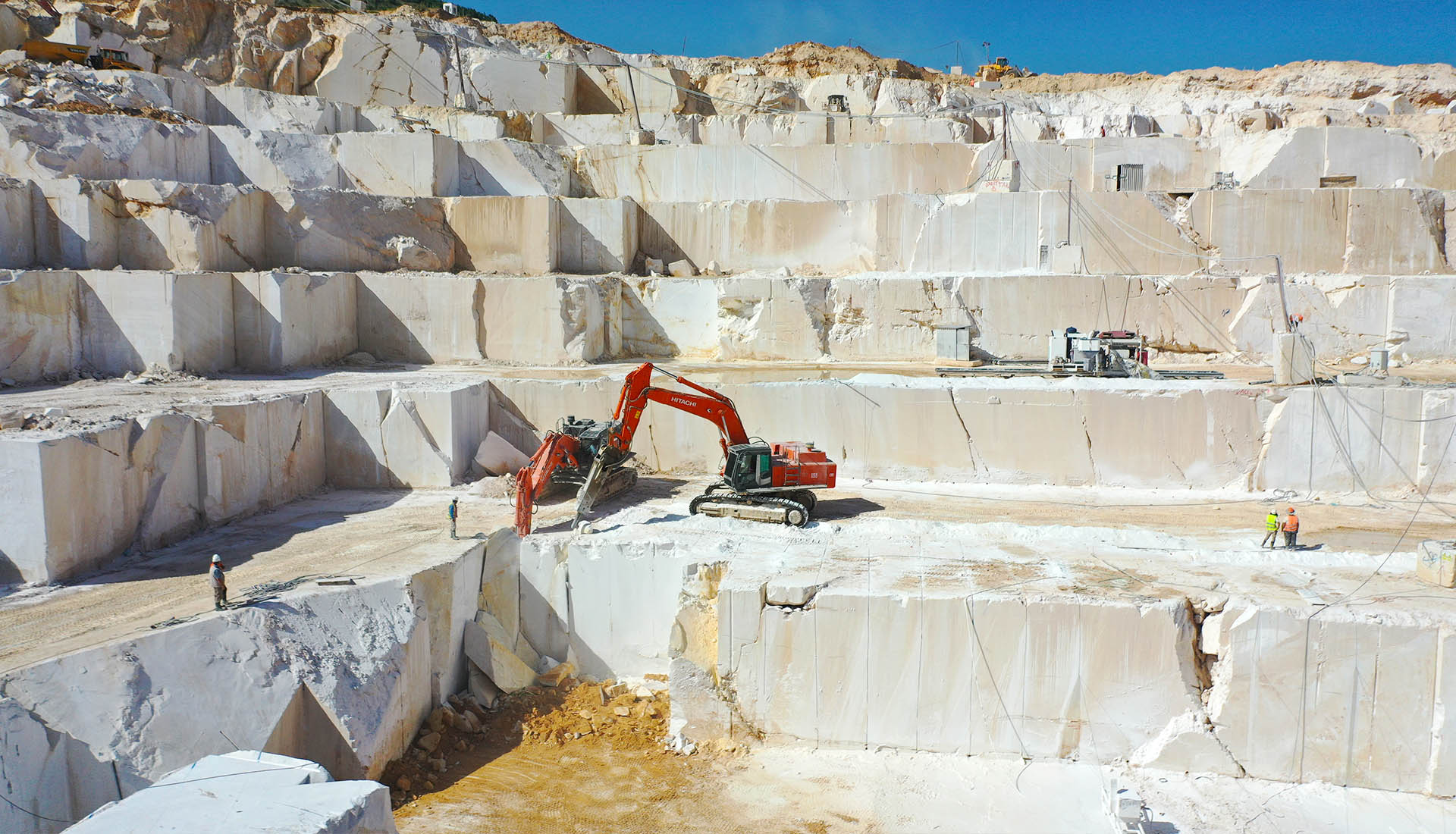 Marble quarry road and stone extraction landscape